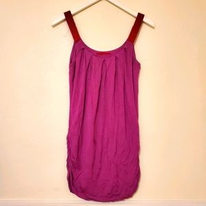 Fuschia purple drapey tank top w/red beaded straps